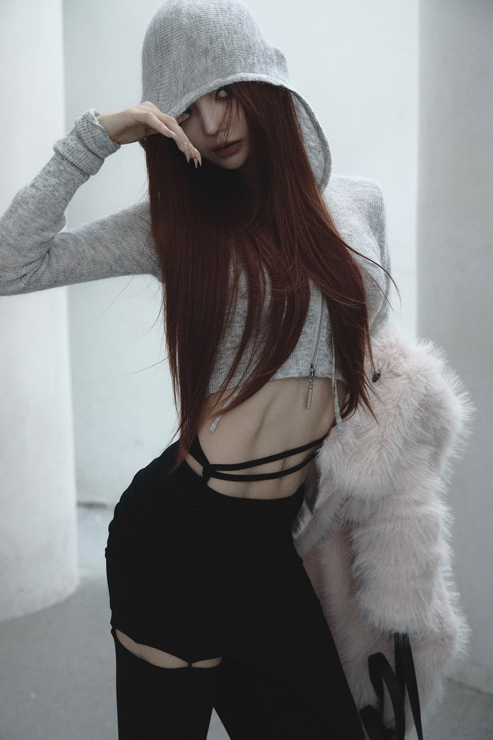 S w zip knit hoodie