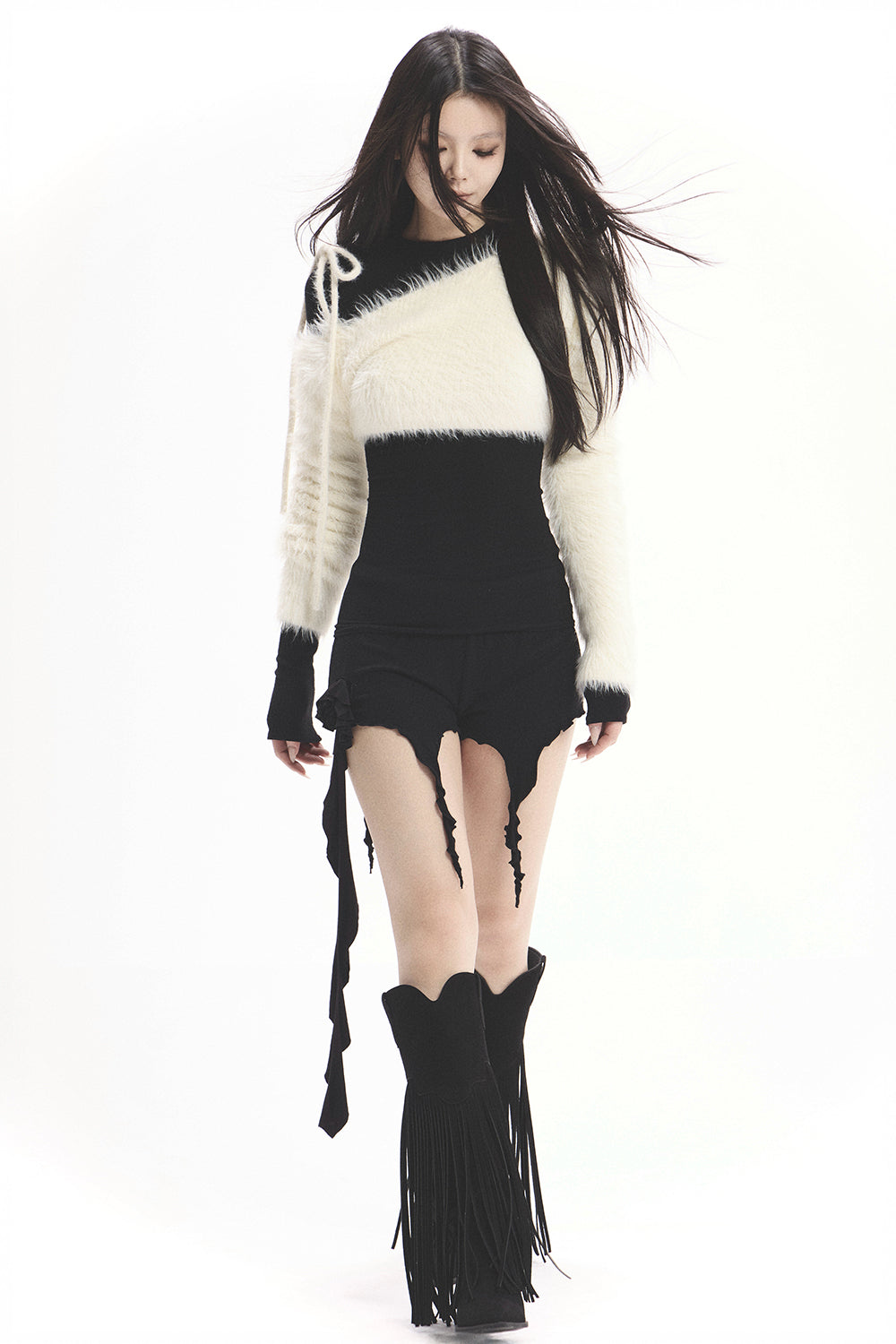 S feather knit cropped