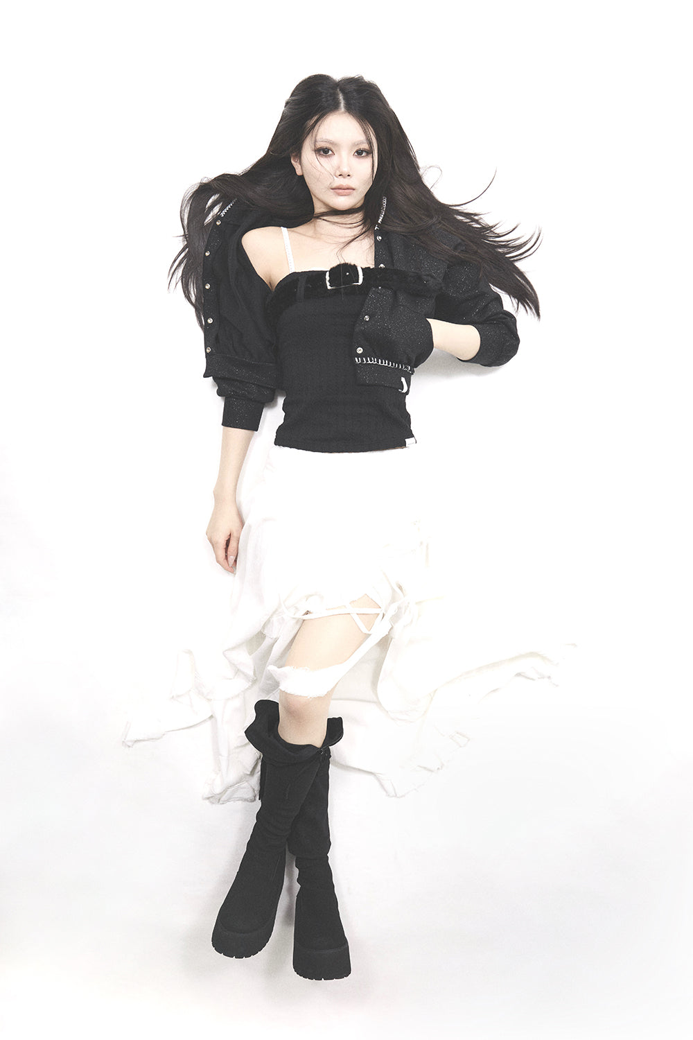 S mid-sleeve hoodie cropped