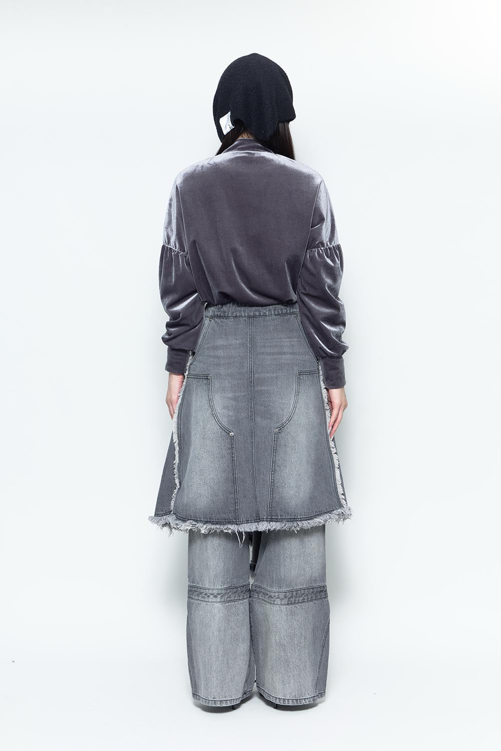 S double knee fray skirt