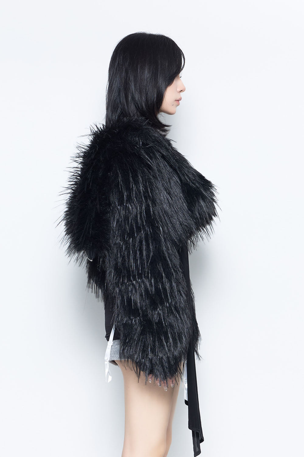 S fur hooded jacket