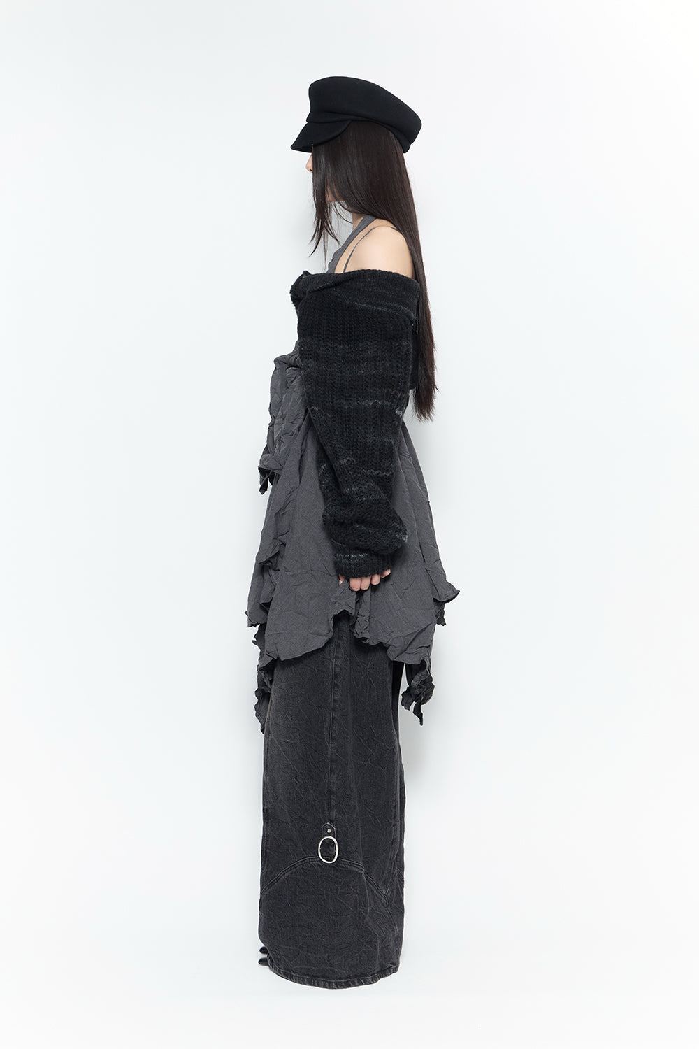 ワンピース THEREDTHREAD crinkled layered dress THEREDTHREAD / ザレッドスレッド】crinkled layered dress