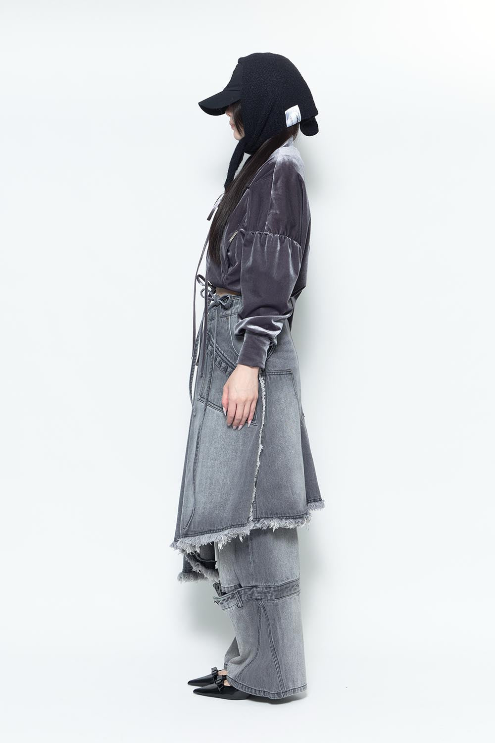 S double knee fray skirt