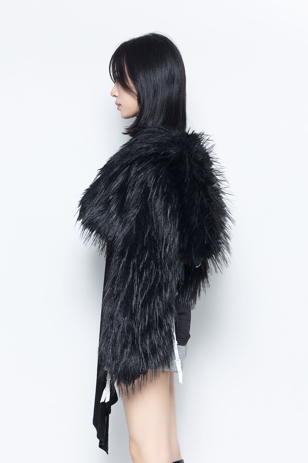 S fur hooded jacket