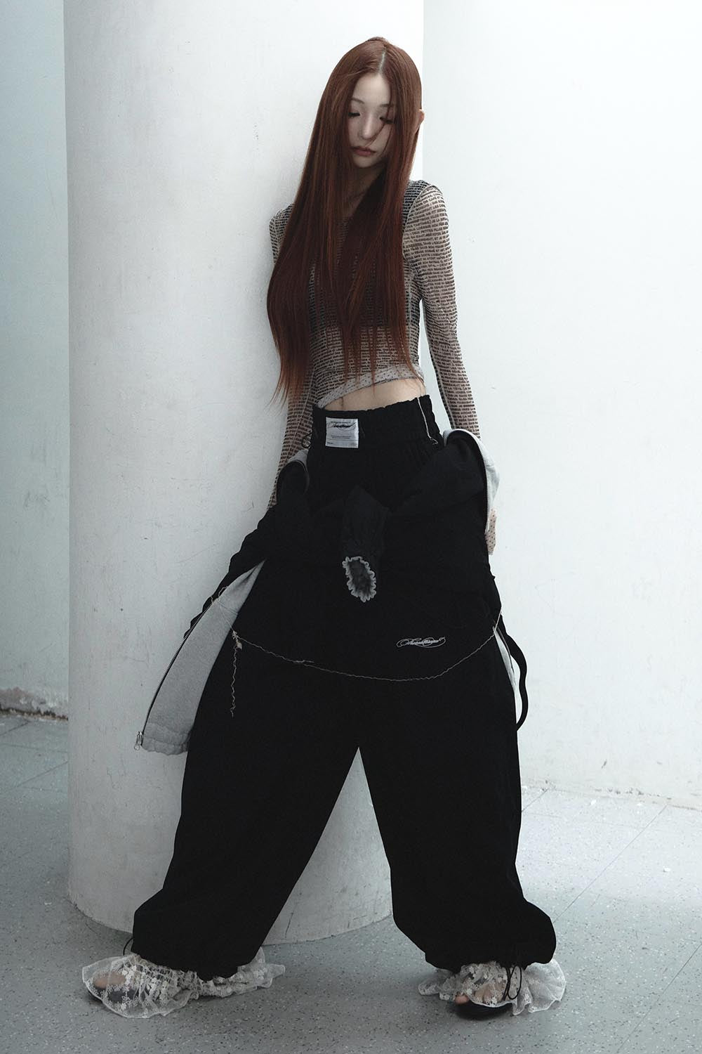 パンツ theredthread S nylon jersey pants lace THEREDTHREAD / ザレッドスレッド】S nylon jersey pants lace