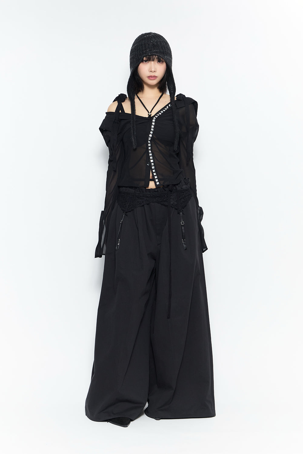 スカート theredthread laced garter suit slacks THEREDTHREAD / ザレッドスレッド】laced garter suit slacks