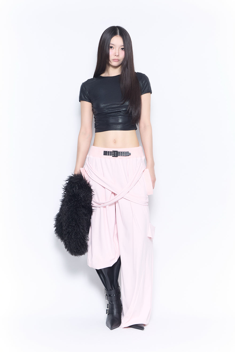 belted loose pants