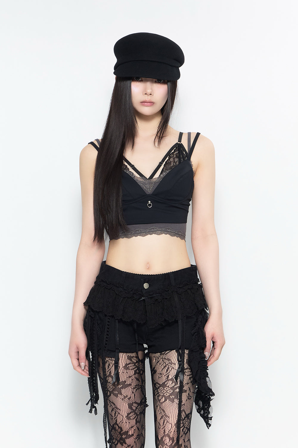 THEREDTHREAD / ザレッドスレッド】lace trim layer cami