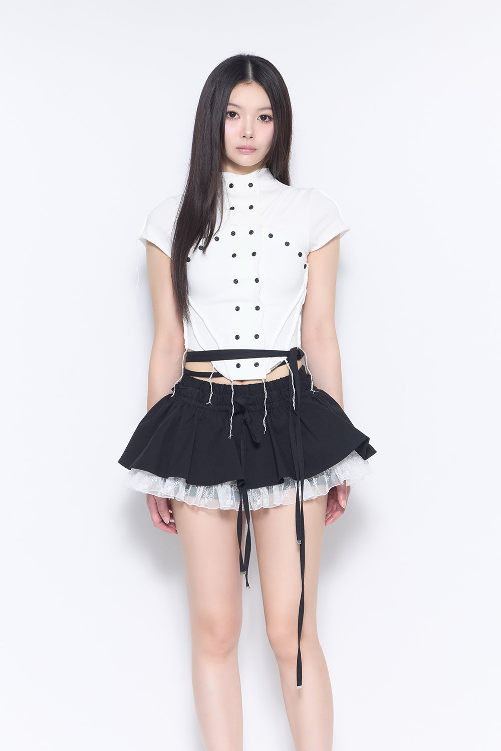 double button curve tops
