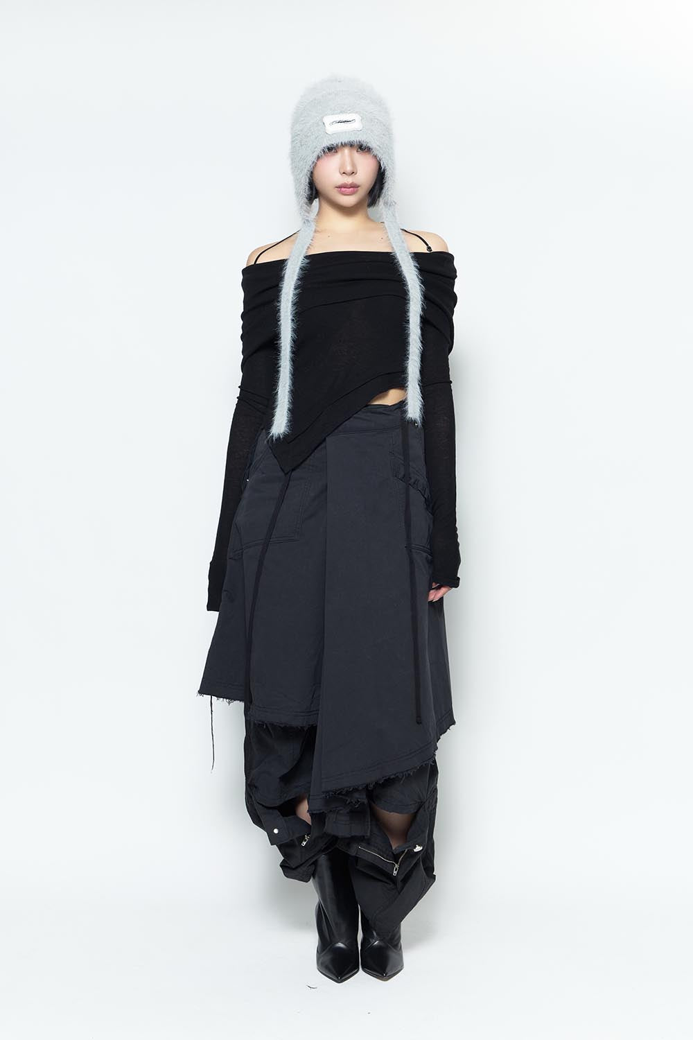 S double knee fray skirt