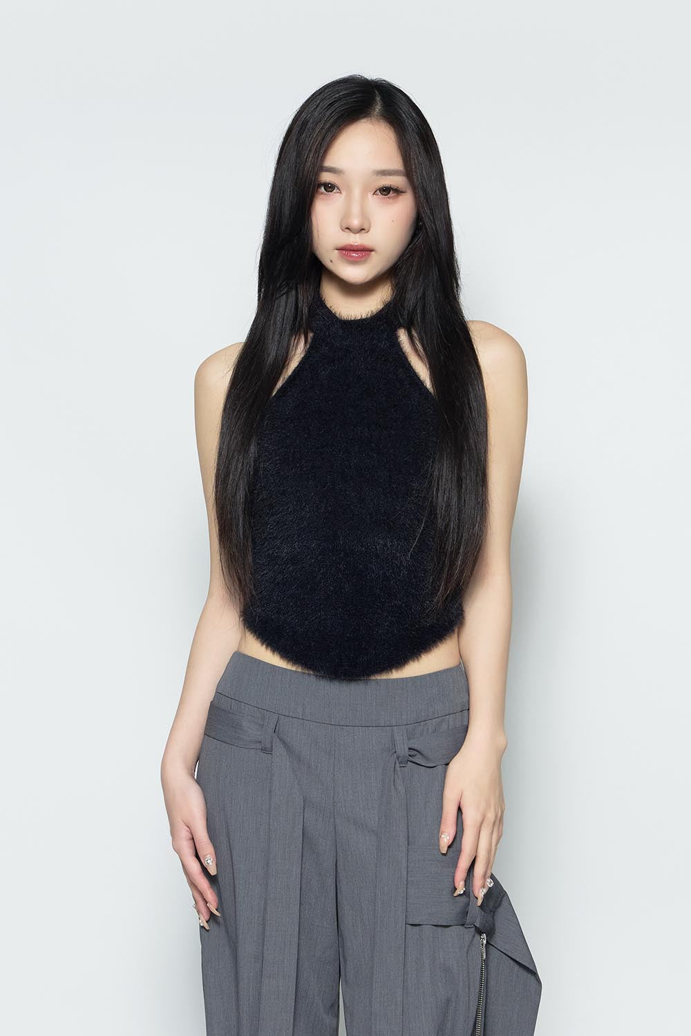 S fluffy halter tops