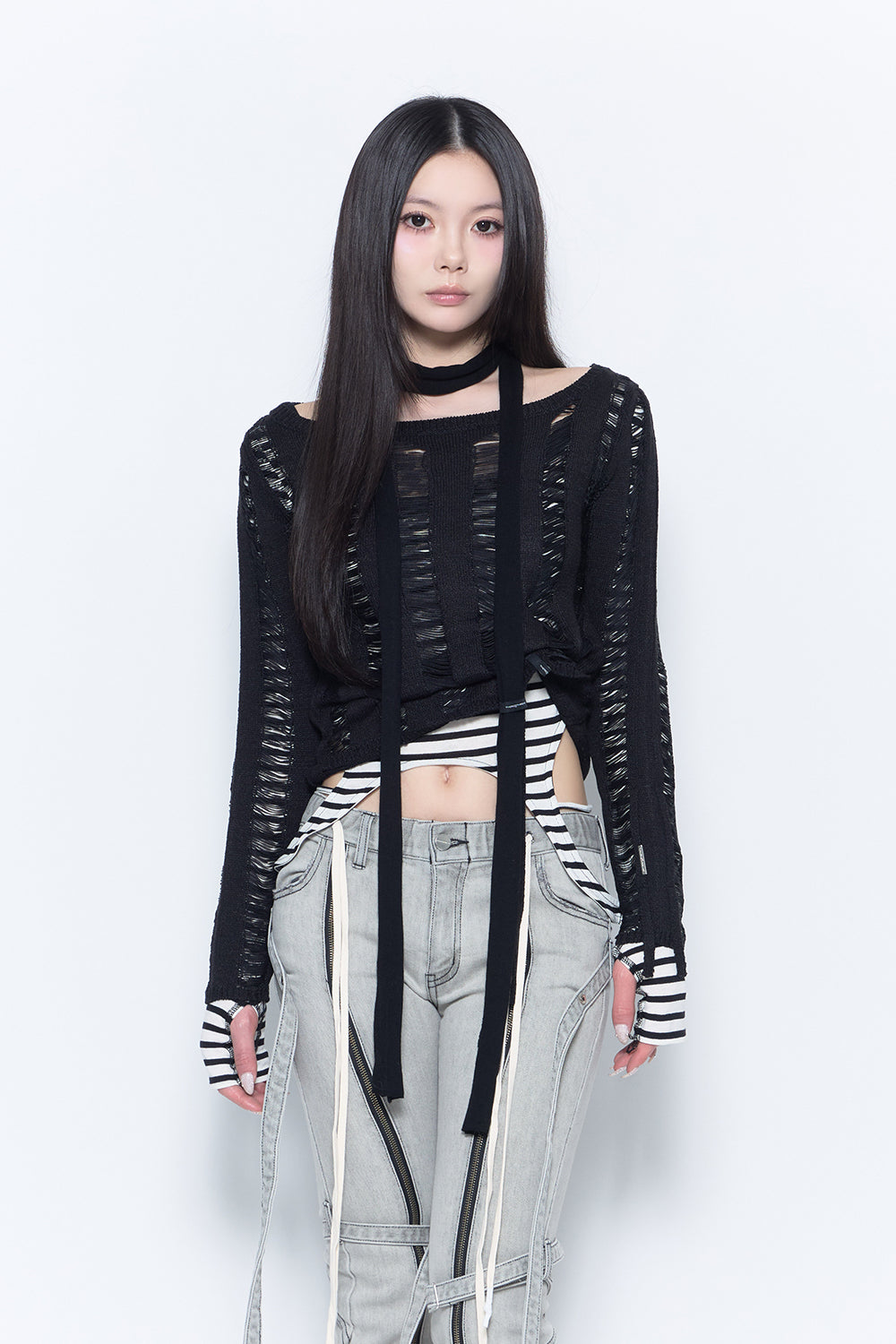 THEREDTHREAD / ザレッドスレッド】laddering loose knit