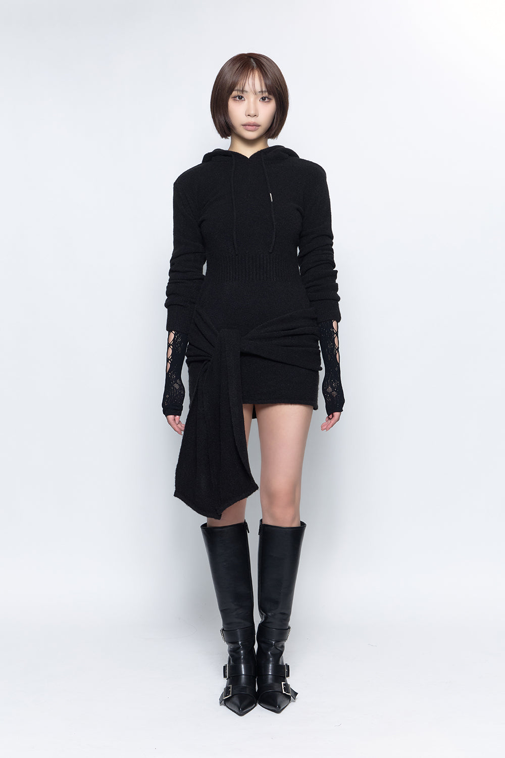THEREDTHREAD / ザレッドスレッド】S draped knit dress mini