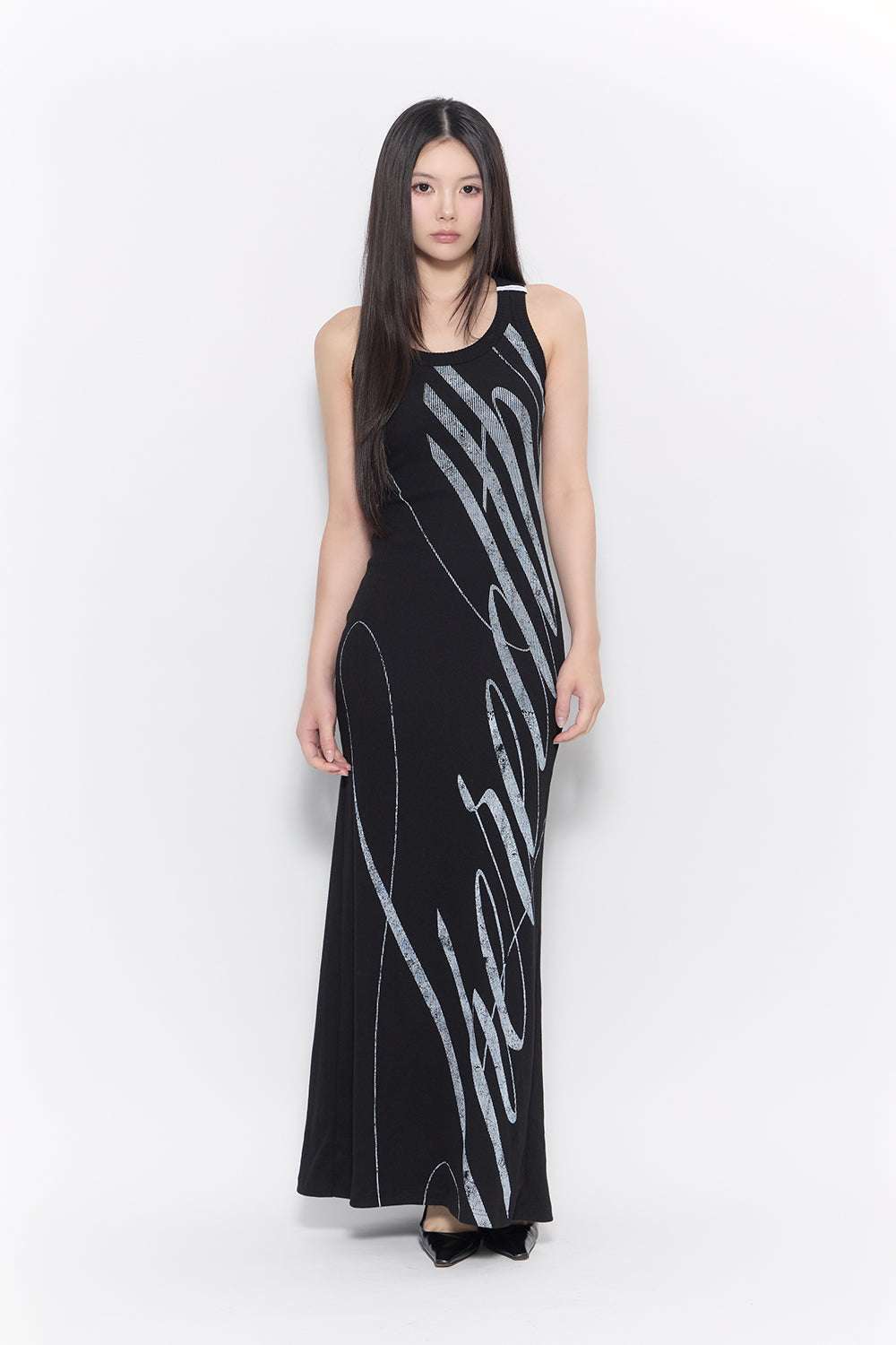 ワンピース THEREDTHREAD script tank dress black THEREDTHREAD / ザレッドスレッド】script tank dress
