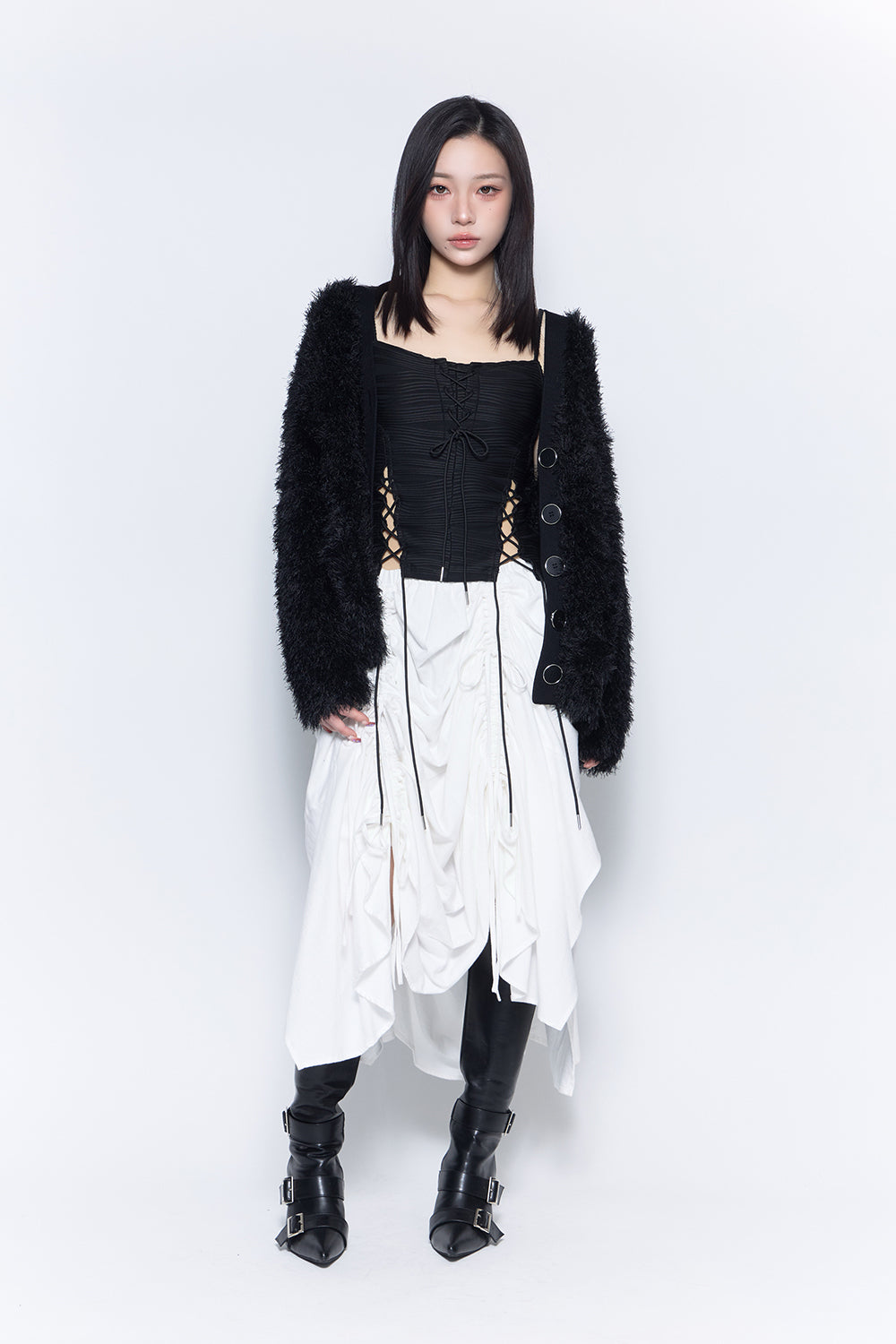 THEREDTHREAD / ザレッドスレッド】lace up layered corset