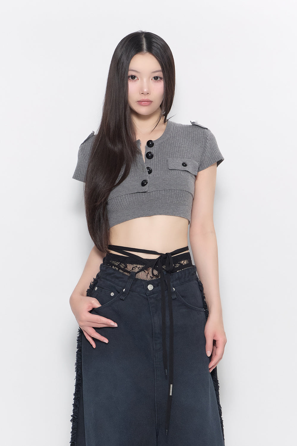button knit tops