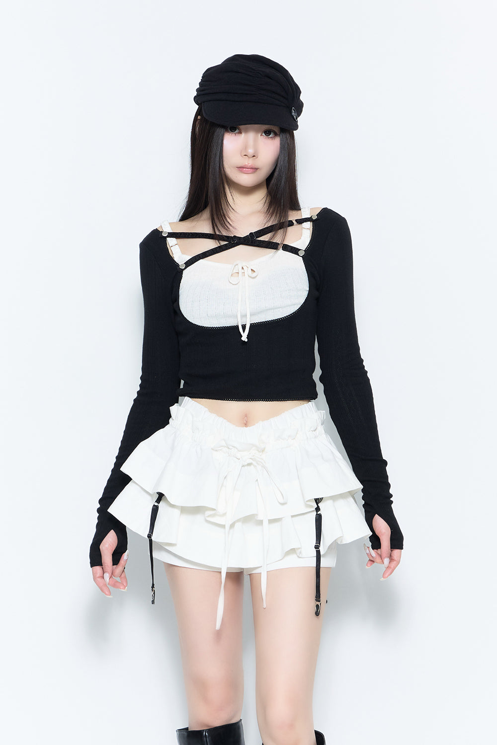 THEREDTHREAD】strap layered tops