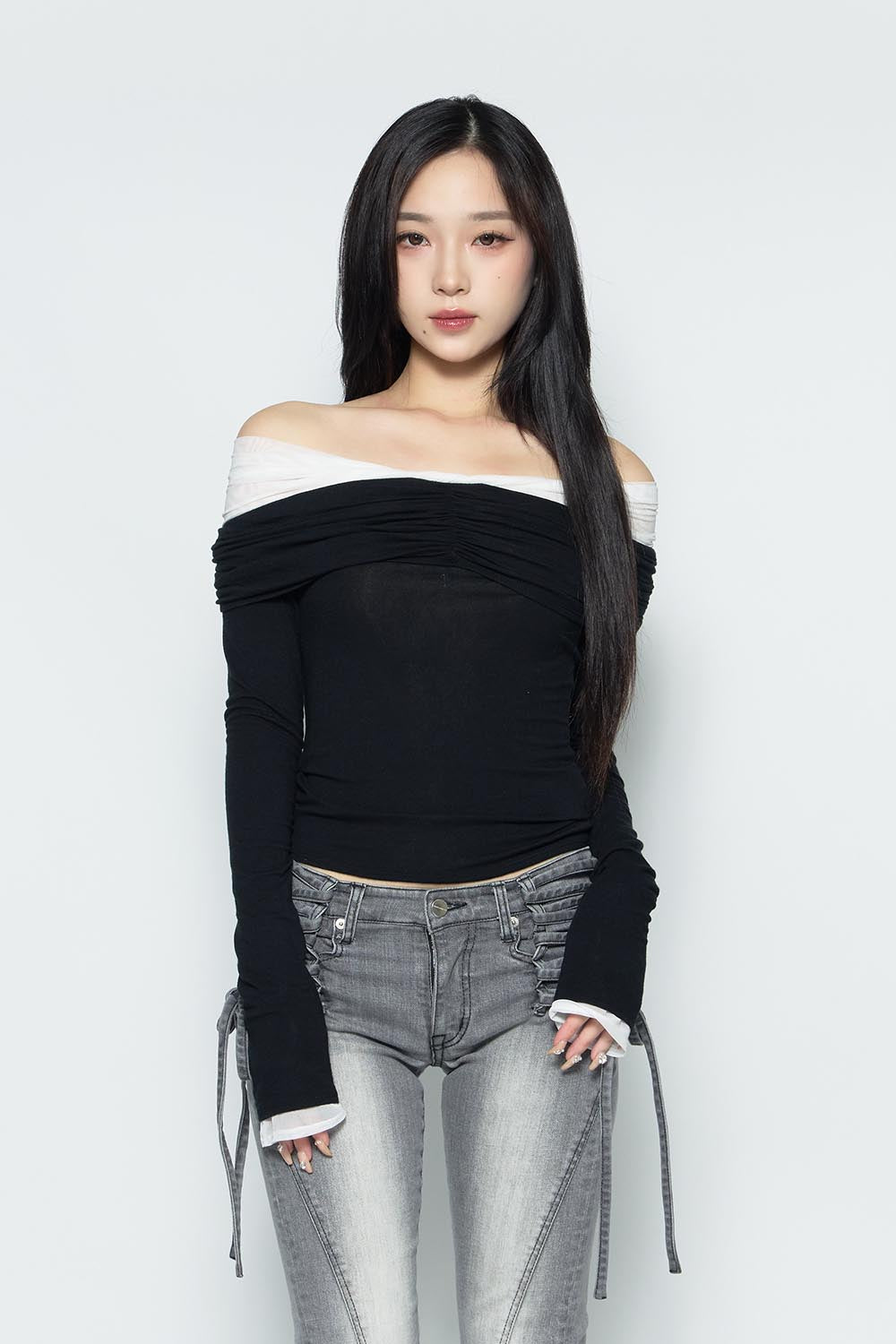 S twist off shoulder tops