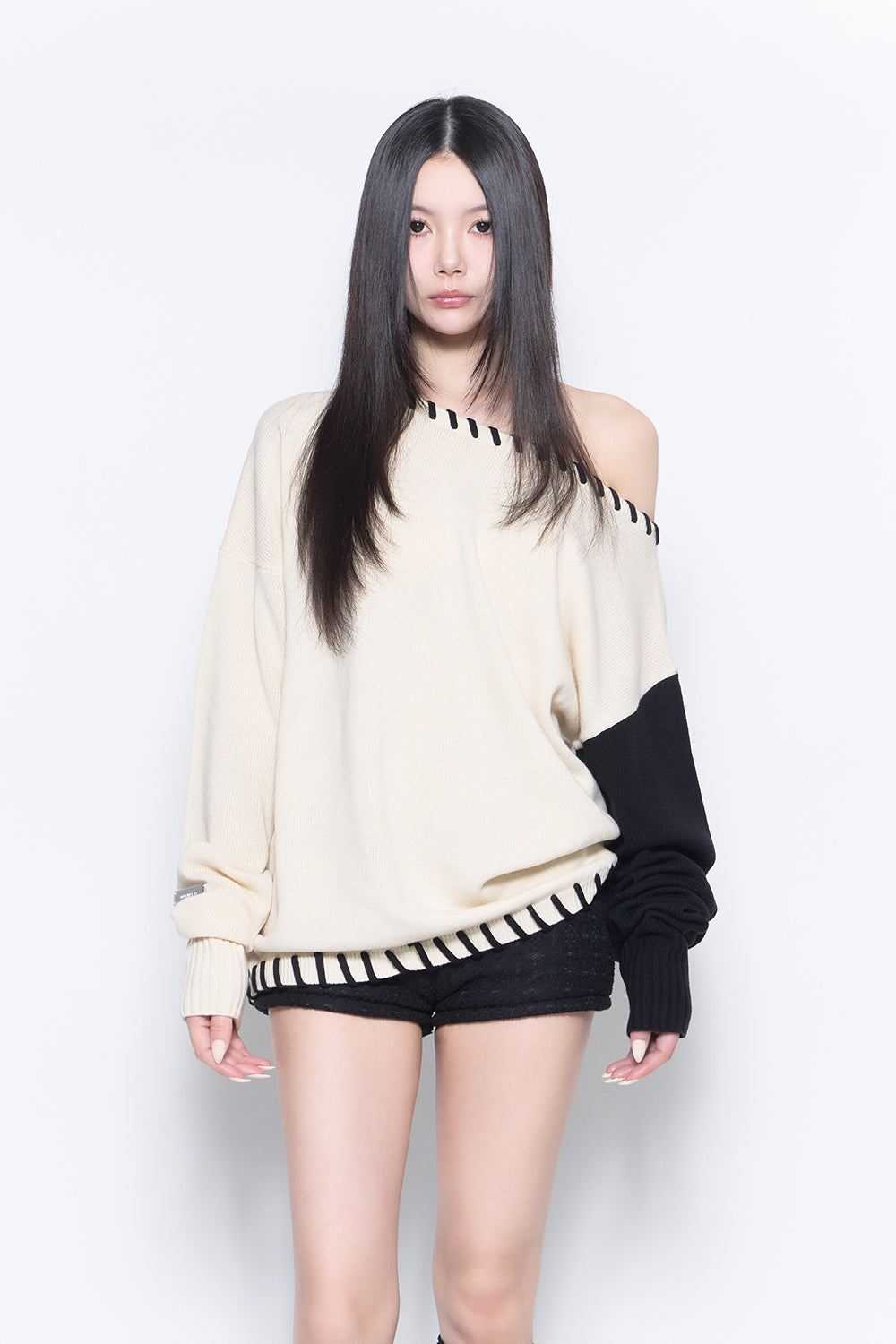 THEREDTHREAD / ザレッドスレッド】contrast stitch knit