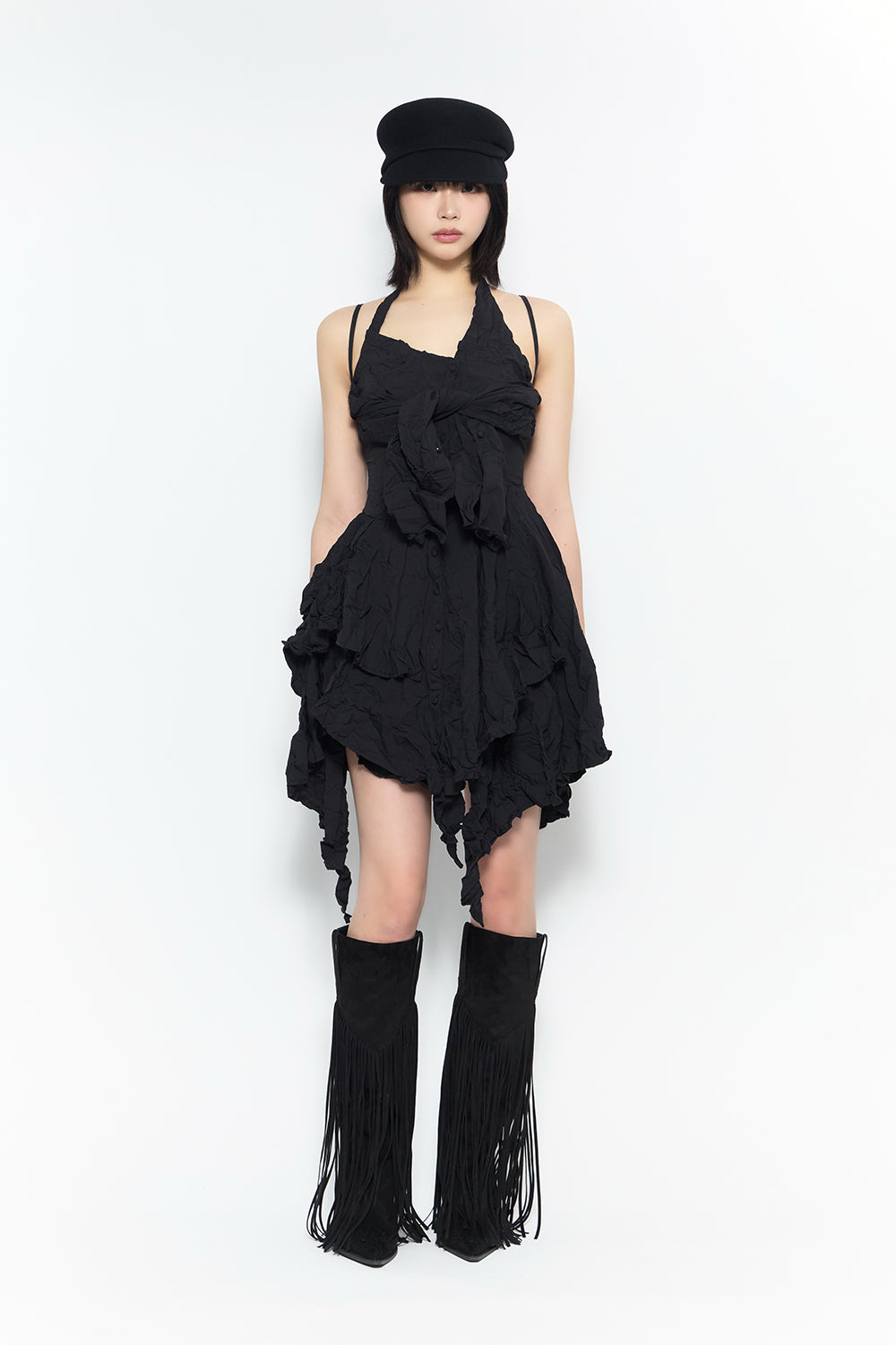 crinkled layered dress