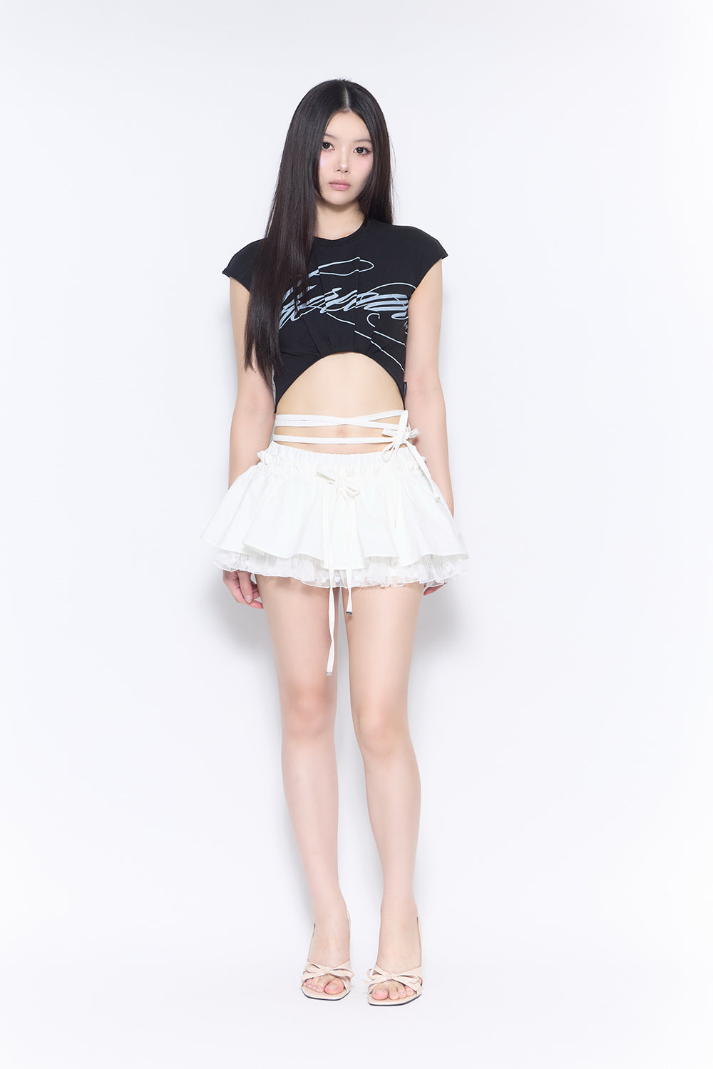 corded frill skirt mini