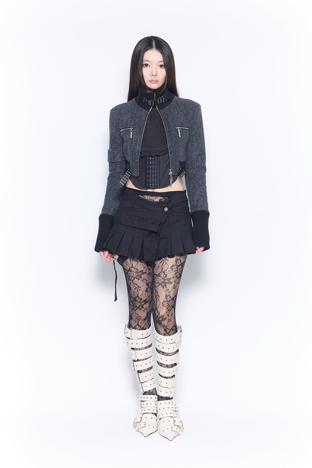 script pleated skirt mini