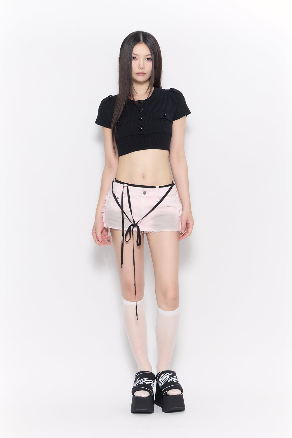 corded script skirt mini