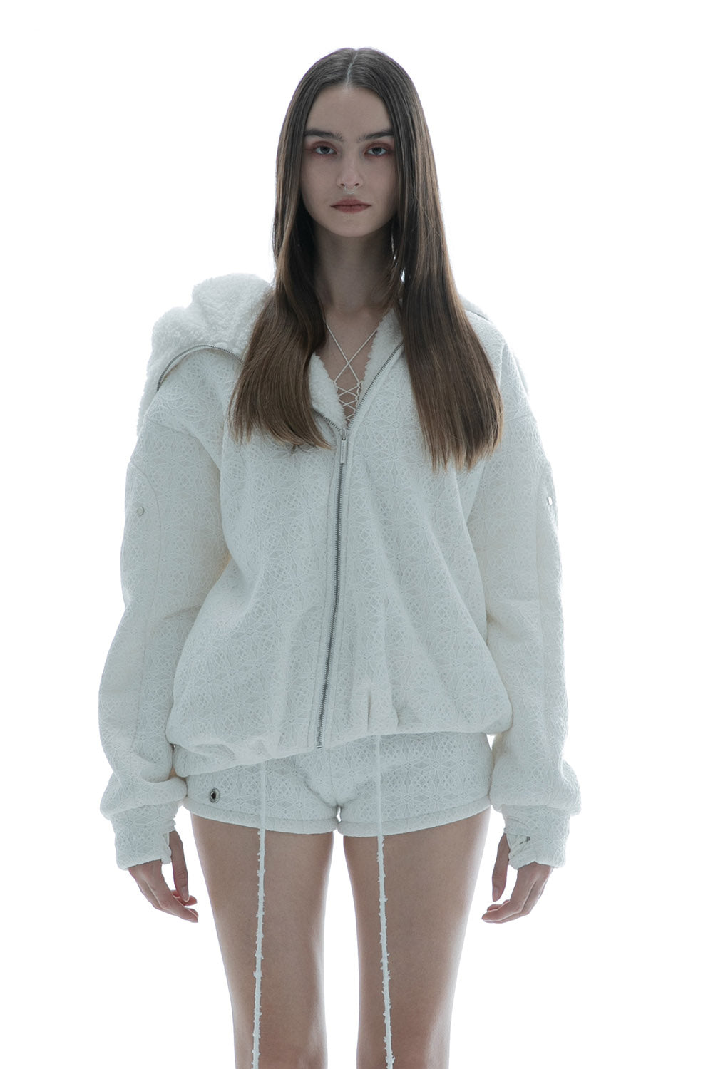 ジャケット・アウター theredthread S ring asymmetry hoodie THEREDTHREAD / ザレッドスレッド】S ring asymmetry hoodie lace