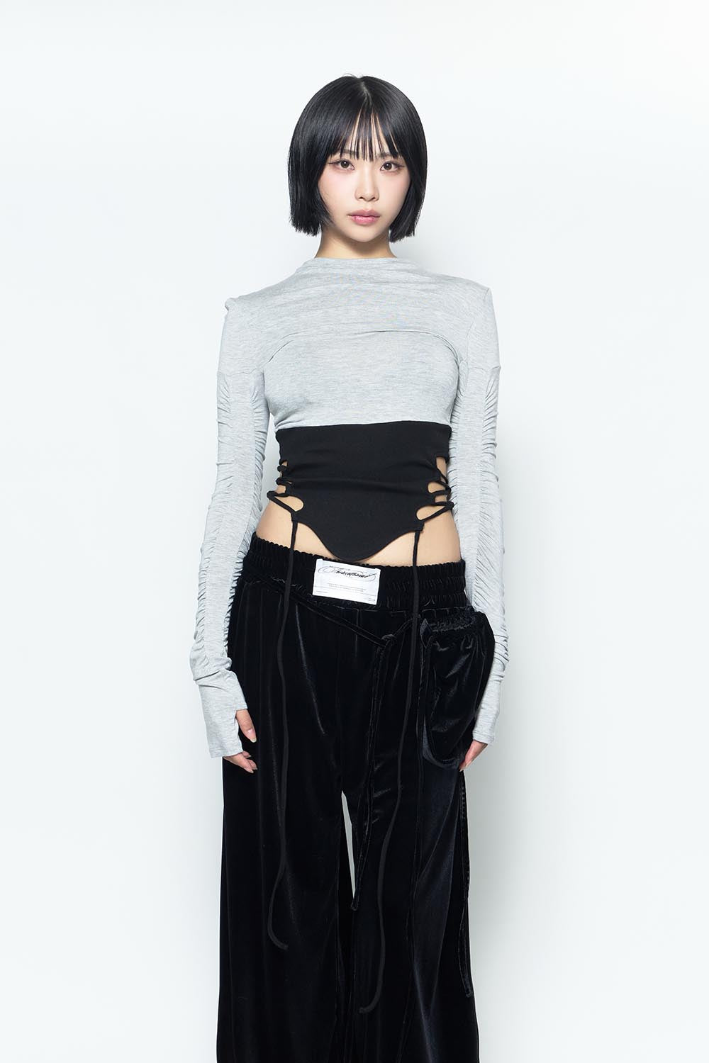 THEREDTHREAD / ザレッドスレッド】S split hem lace up tops