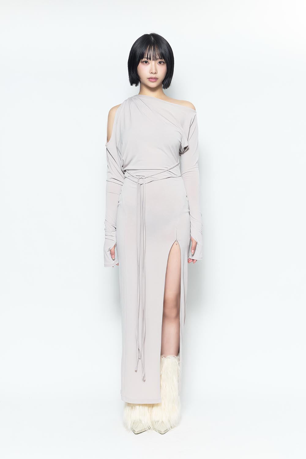 S asymmetry tuck dress