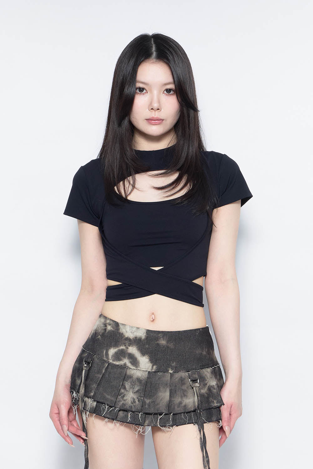 theredthread S front cross tops ブラック THEREDTHREAD / ザレッドスレッド】S front cross tops