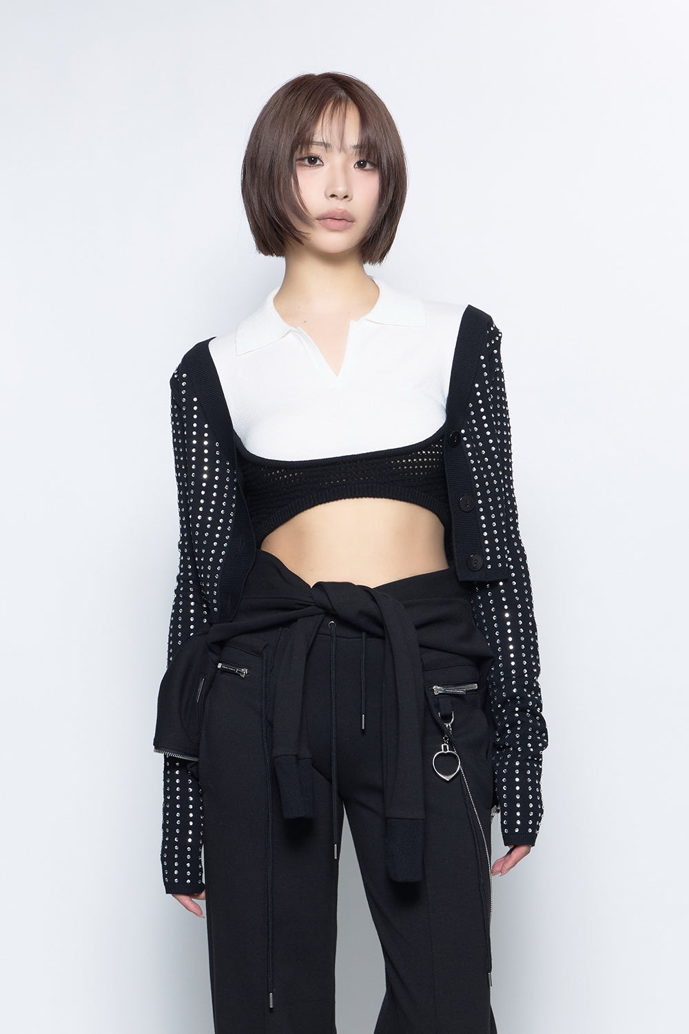 S rhinestone cardigan cropped