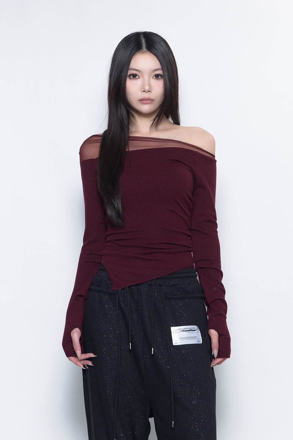 S sheer asymmetric tops