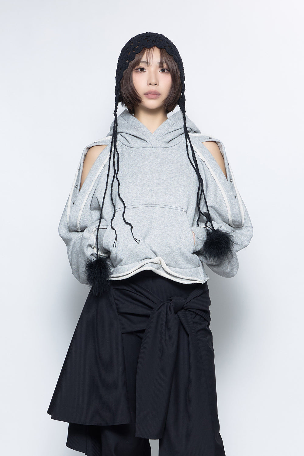 S open shoulder hoodie