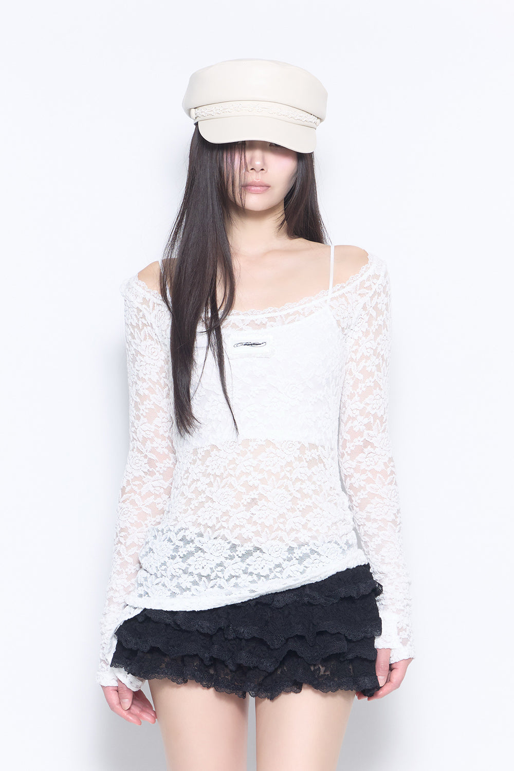 glossy leather casquette