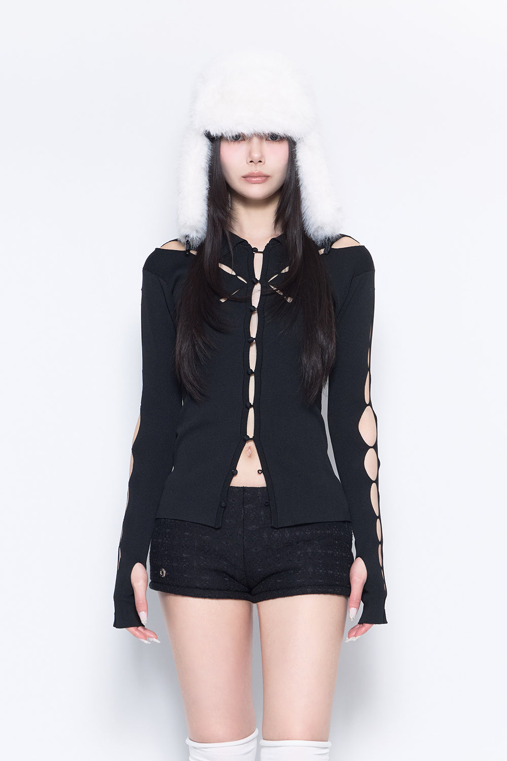 THEREDTHREAD / ザレッドスレッド】S knit fit tops single petal