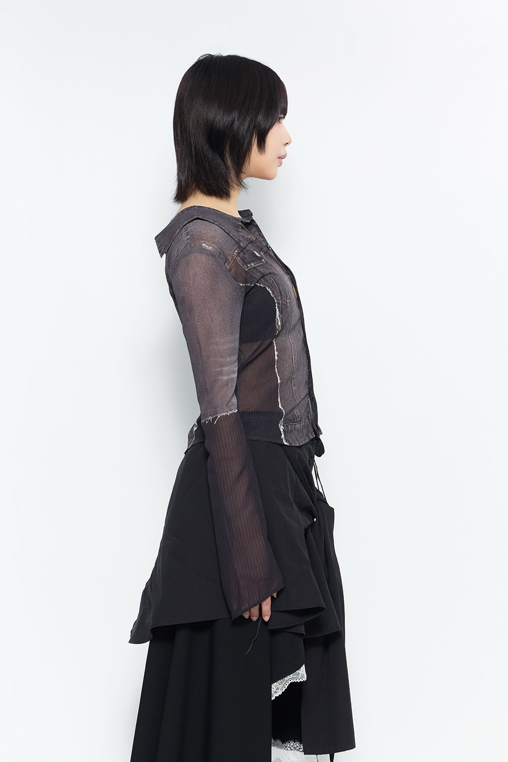 THEREDTHREAD / ザレッドスレッド】print sheer shirt