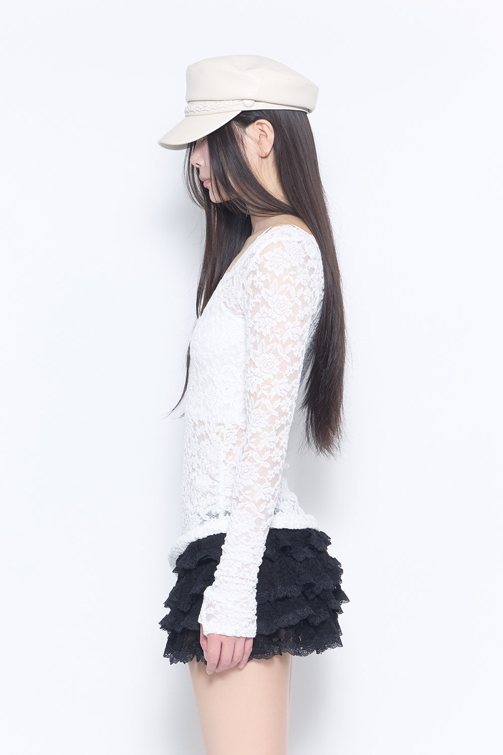 glossy leather casquette