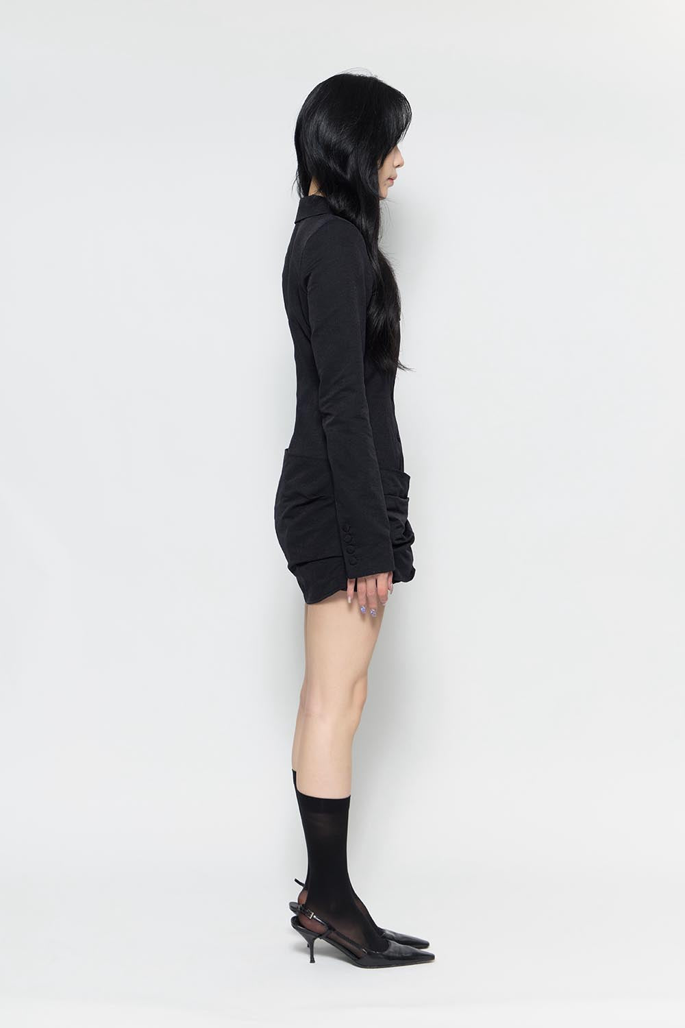 ワンピース theredthread s panel jacket dress mini THEREDTHREAD / ザレッドスレッド】S slit open dress mini