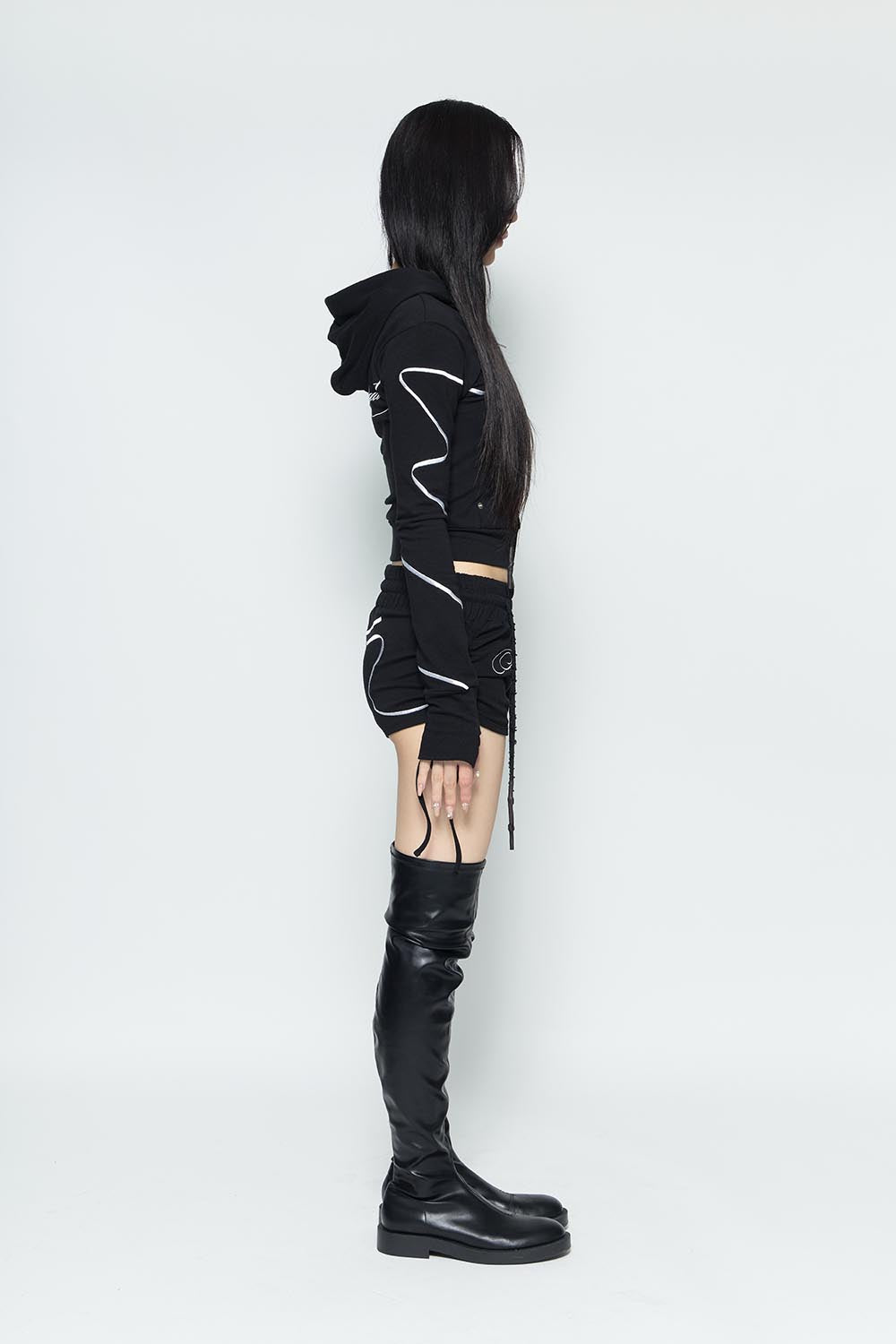 パンツ theredthread S gather knit shorts black THEREDTHREAD】S gather knit shorts