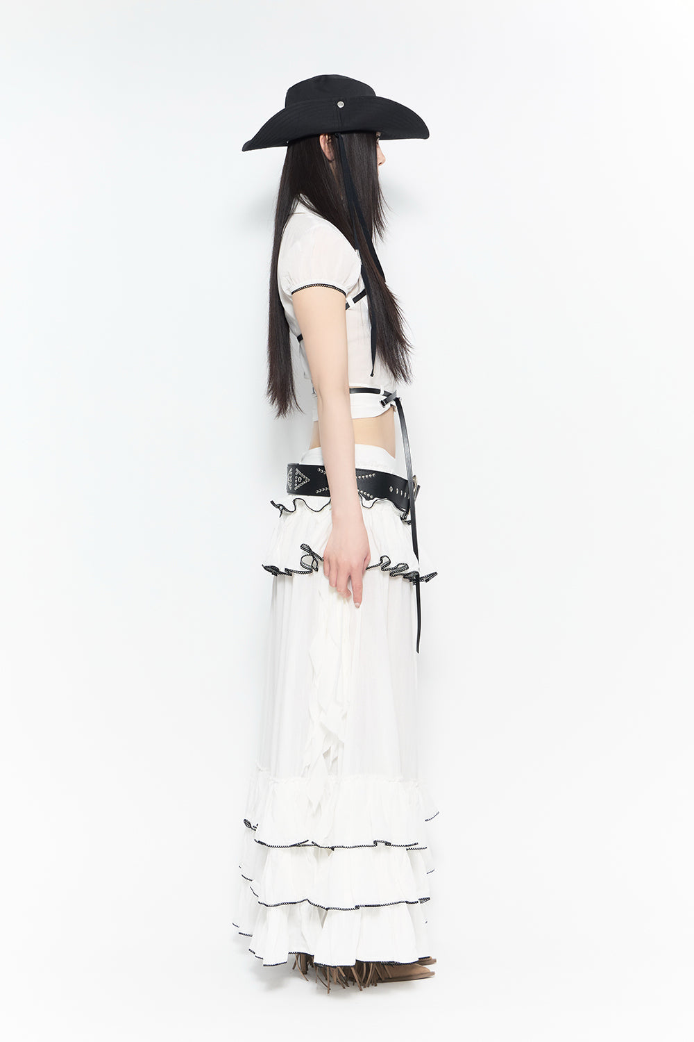 theredthread frontier tiered skirt ベルト付き THEREDTHREAD / ザレッドスレッド】frontier tiered skirt