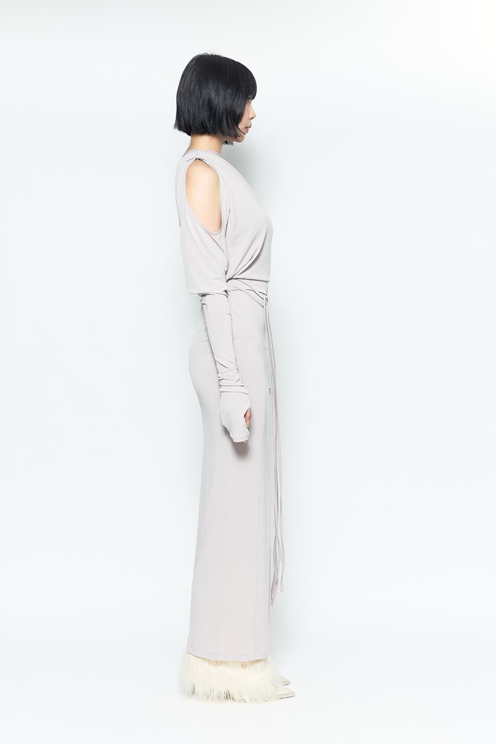 S asymmetry tuck dress
