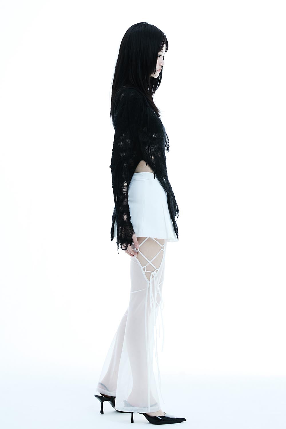 レッグウェア S lace up leggings tulle theredthread THEREDTHREAD / ザレッドスレッド】S lace up leggings tulle