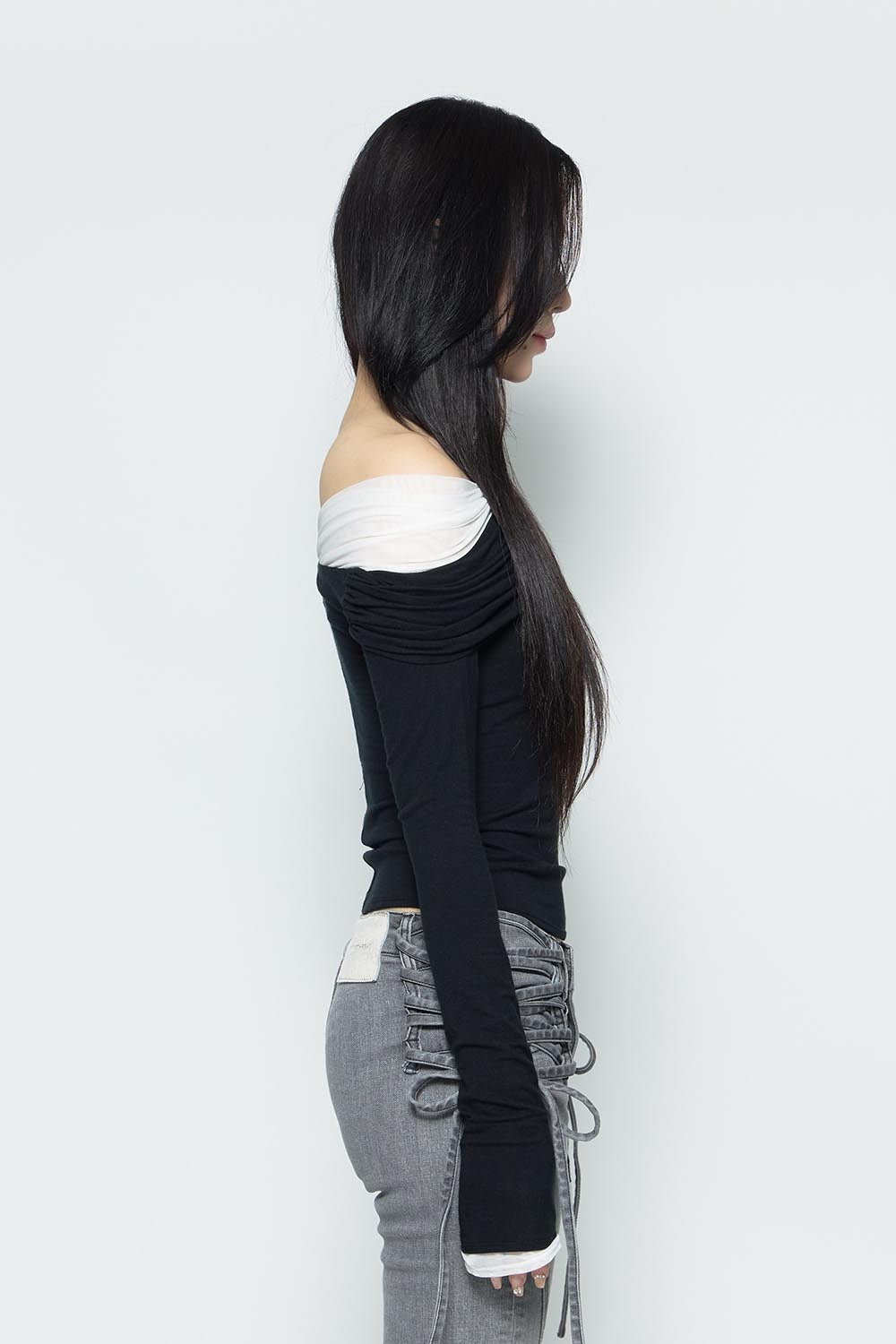 S twist off shoulder tops