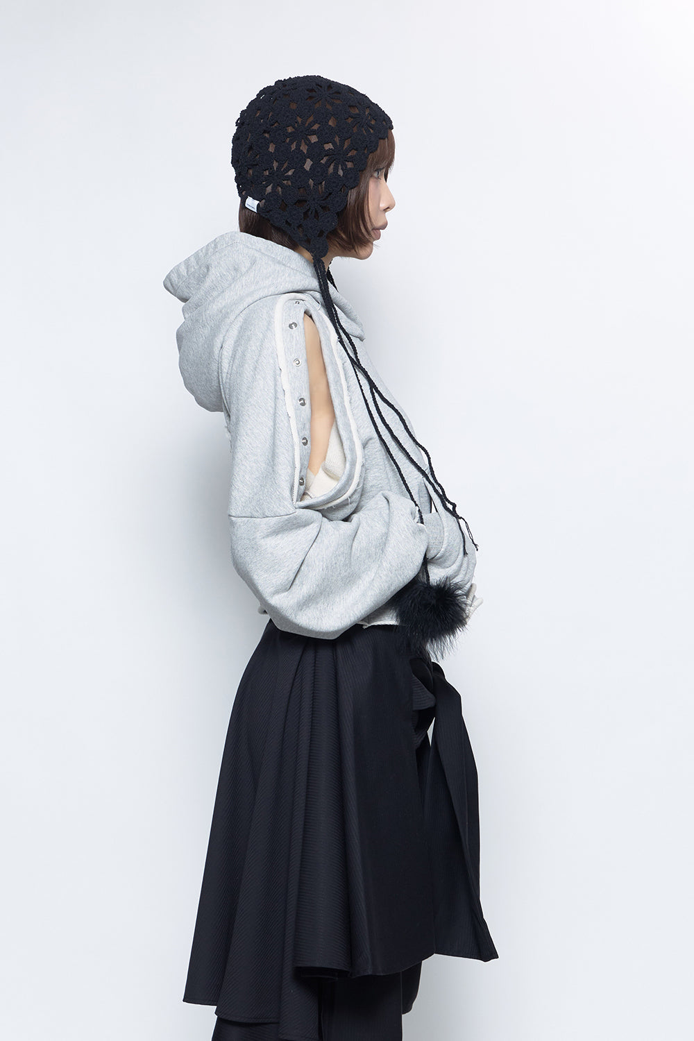S open shoulder hoodie