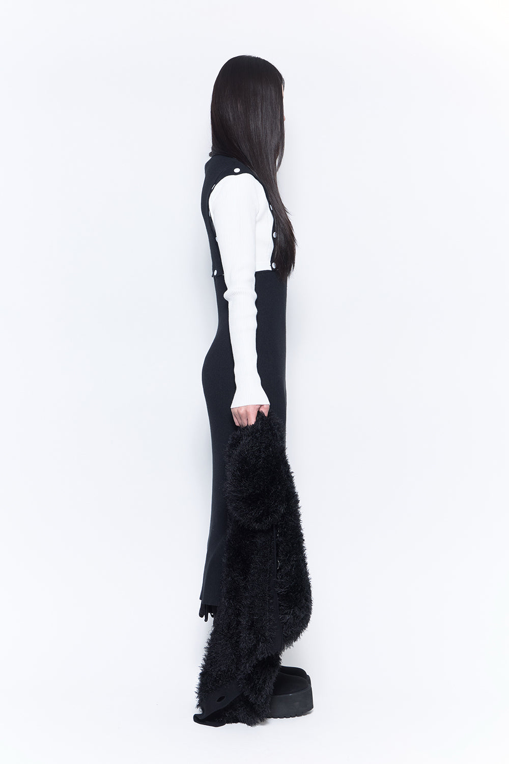 THEREDTHREAD / ザレッドスレッド】bicolor button open knit
