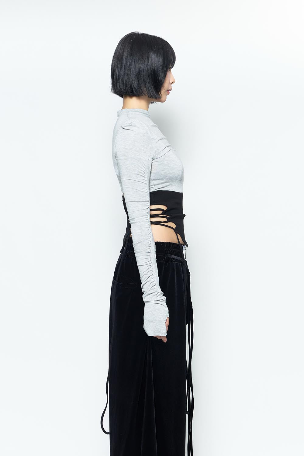 S split hem lace up tops
