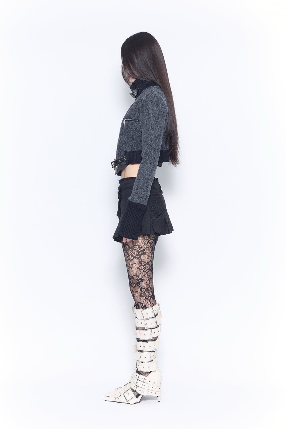 script pleated skirt mini