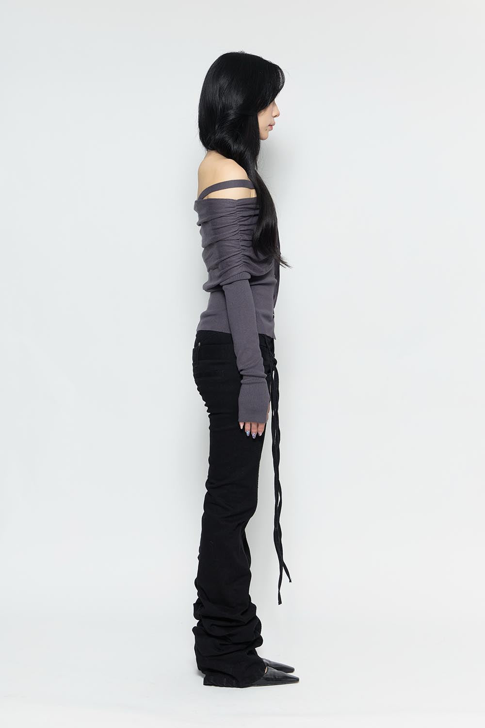 S tethered long denim