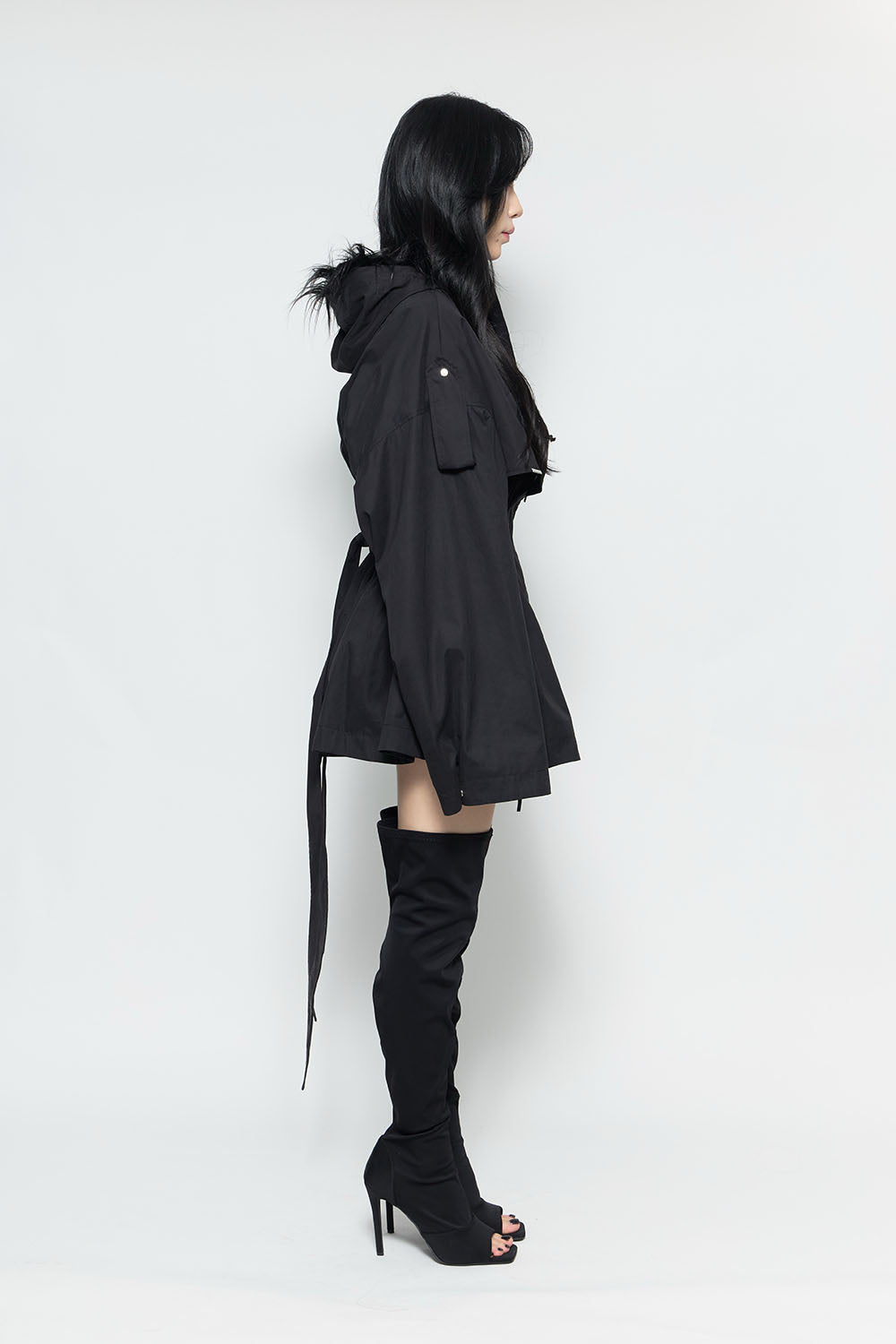 S fur embroidery trench short
